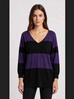 BloomChic V-neck Purple Black Colorblock Sweater size 2X 18-20